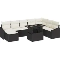 vidaXL Tuinbank Set 9 st Zwart en Crème