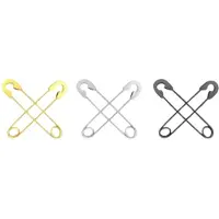 Charme Bijoux 3 Paar Oorbellen-Veiligheidspeld-Zwart-Goudkleurig-Zilverkleur -