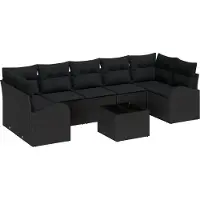 vidaXL Tuinbank Set Zwart 55 x 55 x 37 cm poly rattan