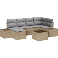 vidaXL Tuinbank Set 6 st Beige en Lichtgrijs poly rattan