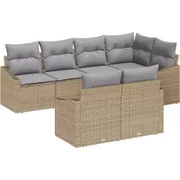 vidaXL Tuinbank Set 7 st Beige en Lichtgrijs poly rattan