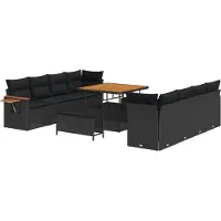 vidaXL Tuinbank Set 12 st 12-Aantal zitplaatsen Zwart poly rattan