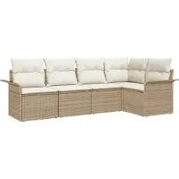 vidaXL Tuinbank Set 5 st poly rattan