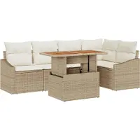 vidaXL Tuinset met 6 zitplaatsen, beige en crème kleur
