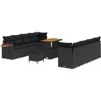 vidaXL Tuinbank Set 12 st 10-Aantal zitplaatsen Zwart poly rattan