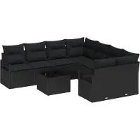 vidaXL Bankstel 9 st 8-Aantal zitplaatsen Zwart poly rattan