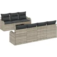 vidaXL Tuinbank Set Lichtgrijs 55 x 55 x 37 cm poly rattan