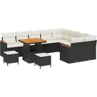 vidaXL Tuinbank Set 12 st 9-Aantal zitplaatsen Zwart Poly Riet