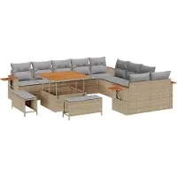 vidaXL Tuinbank Set 17 st 12-Aantal zitplaatsen Beige en Lichtgrijs