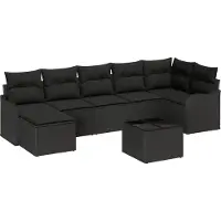 vidaXL Tuinbank Set Zwart poly rattan