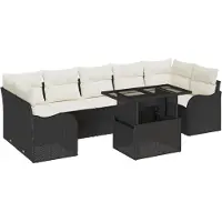 vidaXL Tuinbank Set 8 st 7-Aantal zitplaatsen Zwart Poly Riet