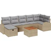 vidaXL Tuinbank Set 8 st Beige Poly rattan