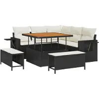 vidaXL Tuinbank Set 9 st 8-Aantal zitplaatsen Zwart en Crème
