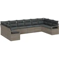 vidaXL Tuinset met 10 stukken, grijs, polyrotan