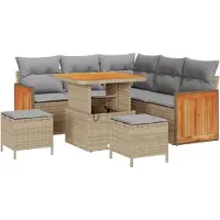 vidaXL Tuinbank Set 9 st 6-Aantal zitplaatsen Beige en Lichtgrijs