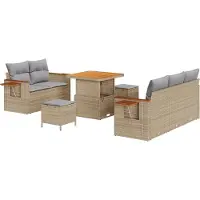 vidaXL Tuinbank Set 10 st 7-Aantal zitplaatsen Beige en Lichtgrijs