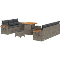 vidaXL Tuinbank Set 13 st 9-Aantal zitplaatsen Grijs poly rattan