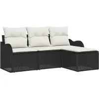 vidaXL Tuinbank Set 4 st Zwart poly rattan