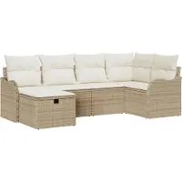vidaXL Tuinbank Set 6 st Poly rattan