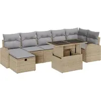 vidaXL Tuinbank Set 8 st Beige poly rattan
