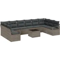 vidaXL Tuinbank Set 11 st Lichtgrijs poly rattan