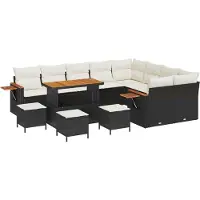 vidaXL Tuinbank Set 14 st 10-Aantal zitplaatsen Zwart en Crème