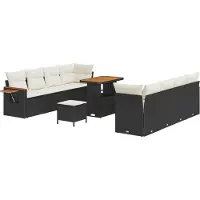 vidaXL Tuinbank Set 12 st 10-Aantal zitplaatsen Zwart en Crème