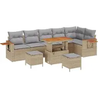 vidaXL Tuinbank Set 11 st 9-Aantal zitplaatsen Beige en Lichtgrijs