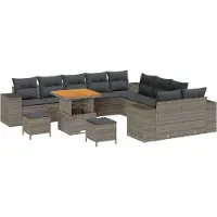 vidaXL Tuinbank Set 13 st Grijs poly rattan