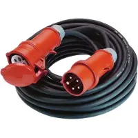 Bachmann Verlengsnoer 5G1,5mm² zwart, 10m, H07RN-F CEE 16A rood 400V, 10 m