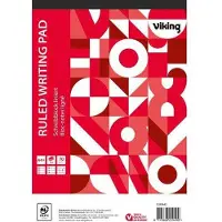 Viking Notitieblok A4+ Gelinieerd Gelijmd Zijgebonden Papier Soepele kaft Rood Geperforeerd 200 Pagina's 5 Stuks