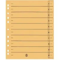 Viking 1 tot 10 Scheidingsbladen 100% gerecycled Speciaal Geel 10 tabs Karton 11 Gaten 100 Stuks