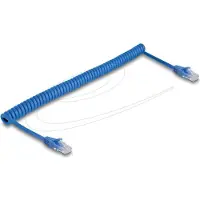 DeLOCK RJ45 Coiled Cable plug to plug Cat.6 UTP 1.3 m to 3.3 m blue