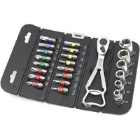 AOK 23 Delige Professionele 1/4 inch Doppenset en Bitset met Ratel in handige Opbergetui