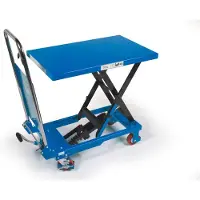HBM verrijdbare werktafel, heftafel 150 kg, blauw