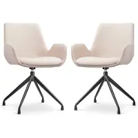 Nolon Set van 2 eetkamerstoelen Nola-Eef draaibaar | chenille beige 62x89x56.5 cm eetkamerstoelen | NADUVI