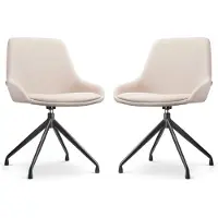 Nolon Set van 2 eetkamerstoelen Nola-Isa draaibaar | chenille beige 54x86.5x54 cm eetkamerstoelen | NADUVI
