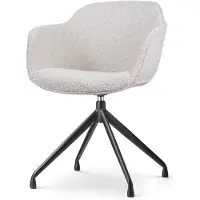 Nolon Eetkamerstoel Nola-Mae bouclé draaibaar | teddystof beige 59.5x83x56 cm eetkamerstoelen | NADUVI