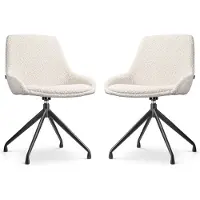Nolon Set van 2 eetkamerstoelen Nola-Isa bouclé draaibaar | teddystof beige 54x86.5x54 cm eetkamerstoelen | NADUVI