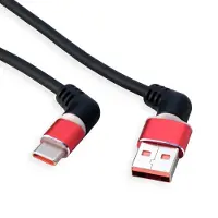 Roline USB-C - USB-A kabel | 360° roteerbaar | USB2.0 | QC 18W | rood/zwart | 1 meter