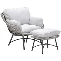 Garden Impressions Selene loungestoel incl voetenbank - rope taupe