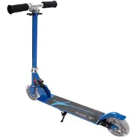 Costway Opvouwbare Kinderstep - LED Verlichte Wielen - Hoogte Verstelbaar 63-86,5cm - Blauw