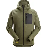 Snickers Workwear 8041 FlexiWork Fleece Hoodie met Volledige Rits Khakigroen/Zwart maat L heren