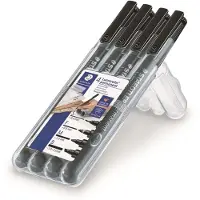 Staedtler Lumocolor 318 Permanentmarker 97% gerecycled Medium Ronde punt Viltstift 0,4 - 2,5 mm Zwart Navulbaar 4 Stuks