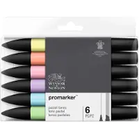Winsor & Newton 0290113 Promarker 6 Pastel Tones Set | Professionele layoutmarkers & alcoholmarkers