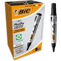 BIC Marker, Markering 2300, Zwart, Beitelpunt, Zwart, Grijs, 3,1 mm, 5,3 mm, Spaanplaat, Glas, Metaal, Papier,
