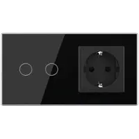 Livolo | Zwart | 2+SR | Aan/Uit | Schakelaar met wandcontactdoos -