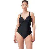 Speedo Shaping Cross Knot 1 Piece Dames Sportbadpak - Corrigerend Badpak Dames - Zwempak Dames met Uitneembare Cups - Sportbadpak Dames met Hartvormige Halslijn en Verstelbare Bandjes - Zwart - 38