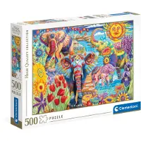 Clementoni CLE puzzel 500 stukjes, hoge kwaliteit, thema: Carnaval van de olifanten, artikelnummer: 35572