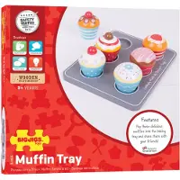 Bigjigs - Dienblad met 6 kleurige muffins